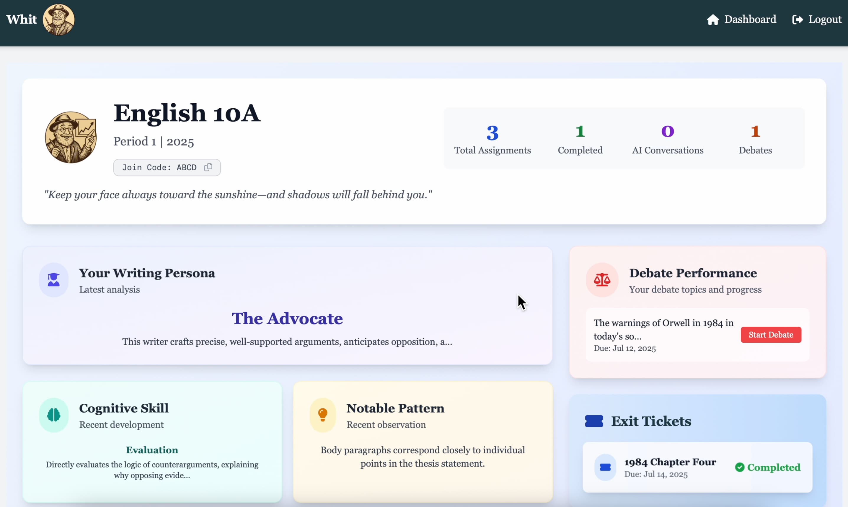 Student Class Dashboard