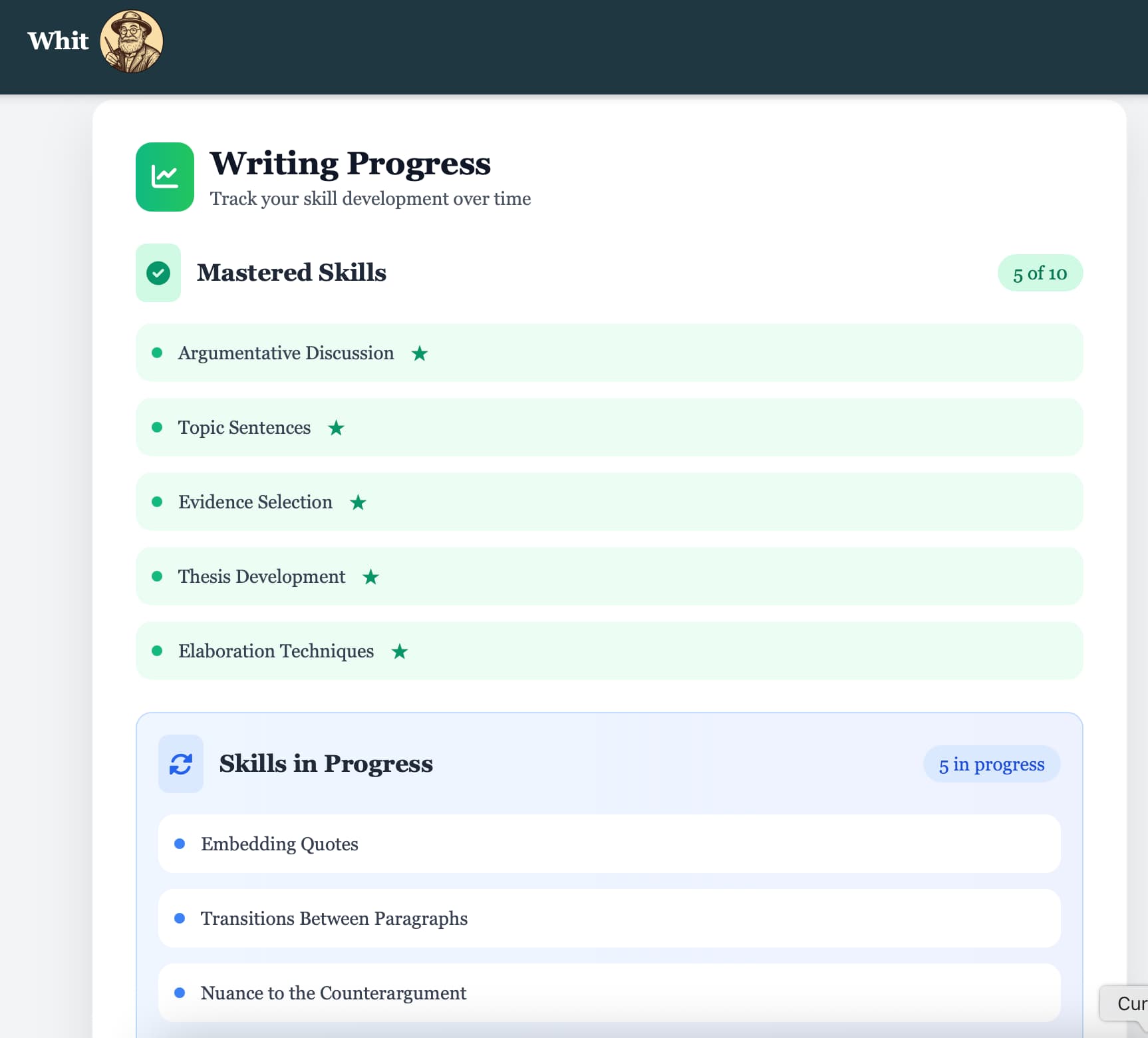Student Skills Progress