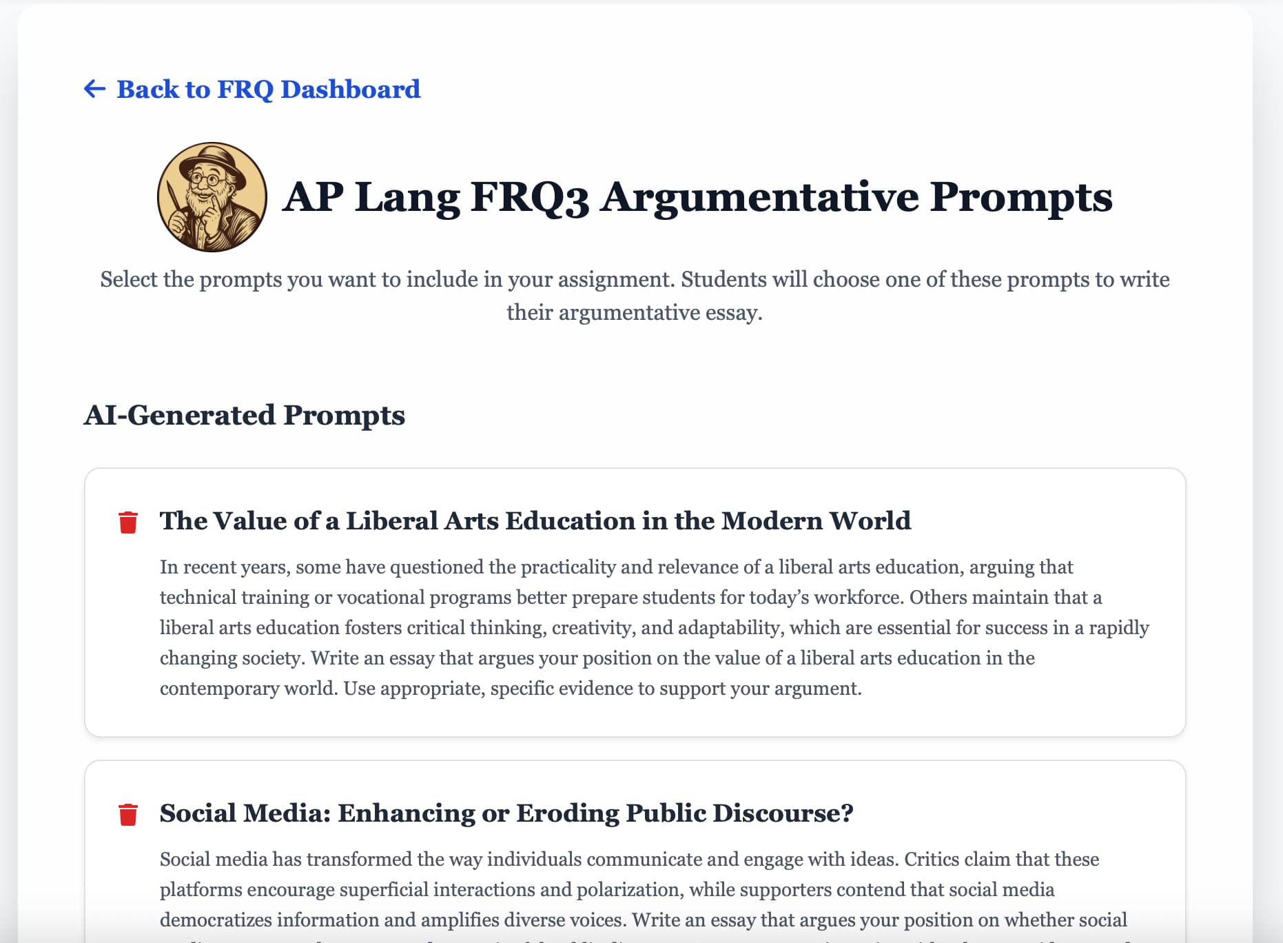 AP FRQ Prompts